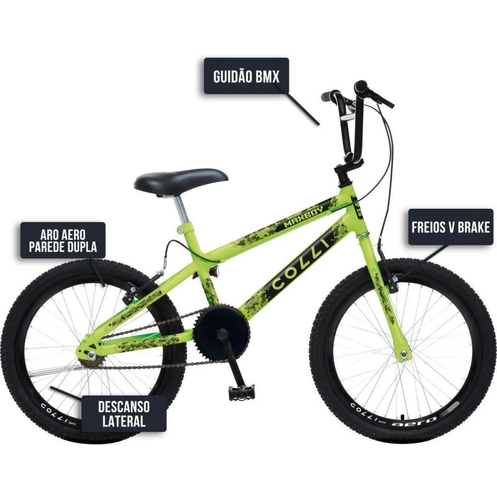 BICICLETA ARO 20 MAX BOY AMARELO NEON COLLI BIKE (UNIDADE) - imagem 4