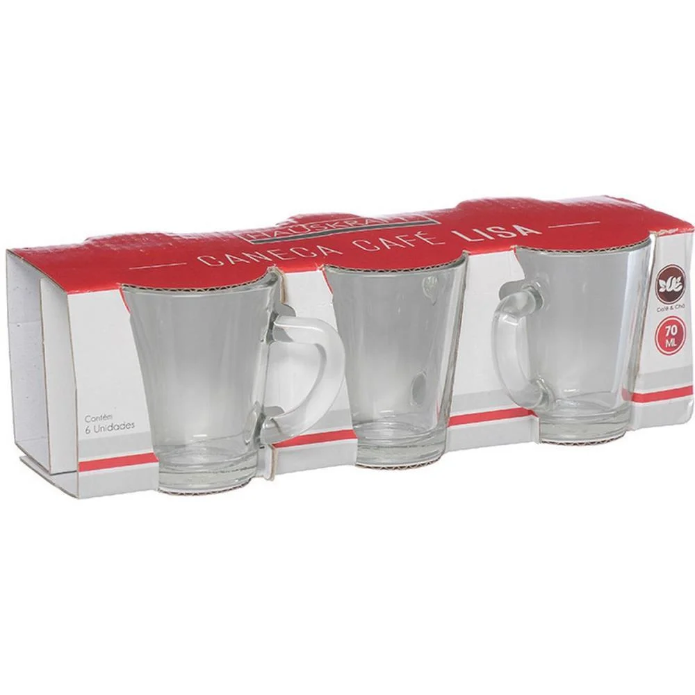 COPO DE VIDRO CANECA CAFÉ LISA 70ML 6PCS WESTERN (JOGO) - imagem 4