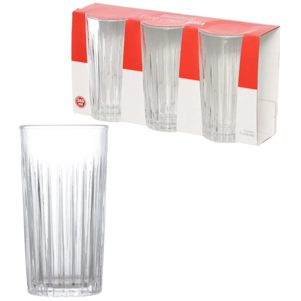 COPO DE VIDRO LONG DRINK NORA 265ML 3PCS WESTERN (JOGO) - imagem 4