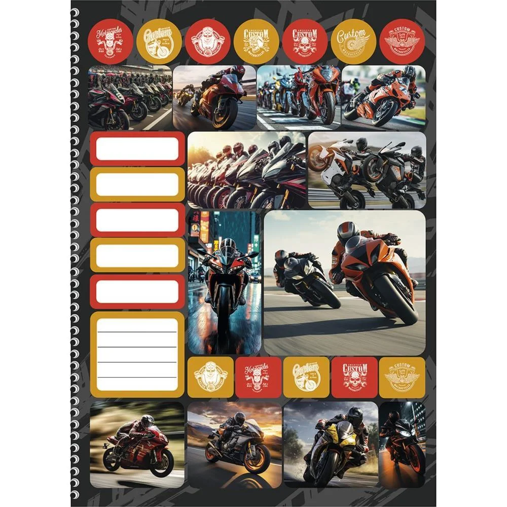 CADERNO 10X1 CAPA DURA MOTOS EXTREME 160F ANIMATIVA (PCT.C/04) - imagem 3