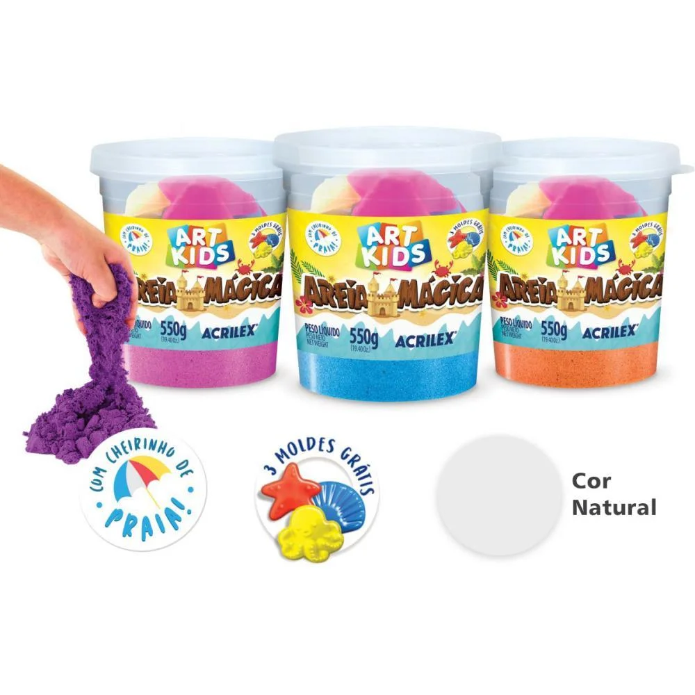 MASSA AREIA AREIA MAGICA NATURAL 550G C/MO ACRILEX (POTE) - imagem 3