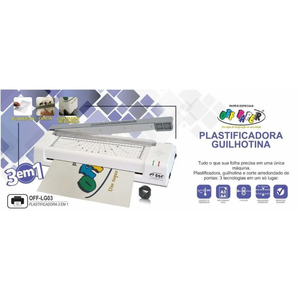 MAQUINA PLASTIFICADORA A3 3EM1 C/GUILHOTINA 220V BR OFF PAPER (UNIDADE) - imagem 7