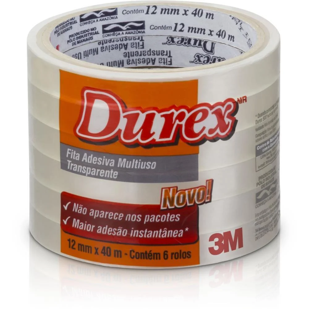 FITA ADESIVA DUREX TRANSPARENTE 12MMX40M. 3M (PCT.C/06) - imagem 3