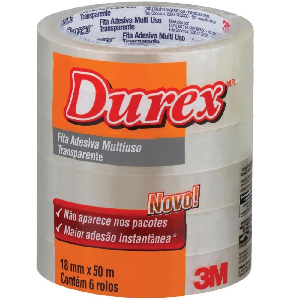 FITA ADESIVA DUREX TRANSPARENTE 18MMX50M. 3M (PCT.C/06) - imagem 3
