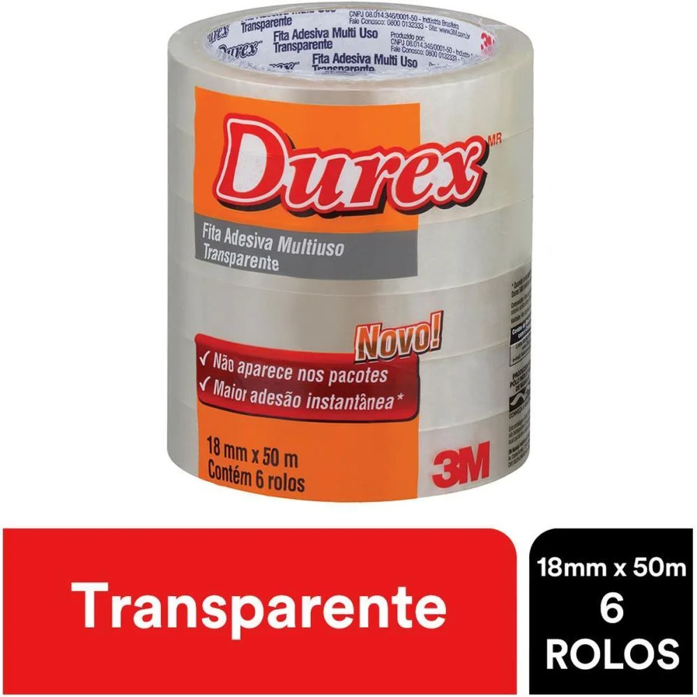 FITA ADESIVA DUREX TRANSPARENTE 18MMX50M. 3M (PCT.C/06) - imagem 7