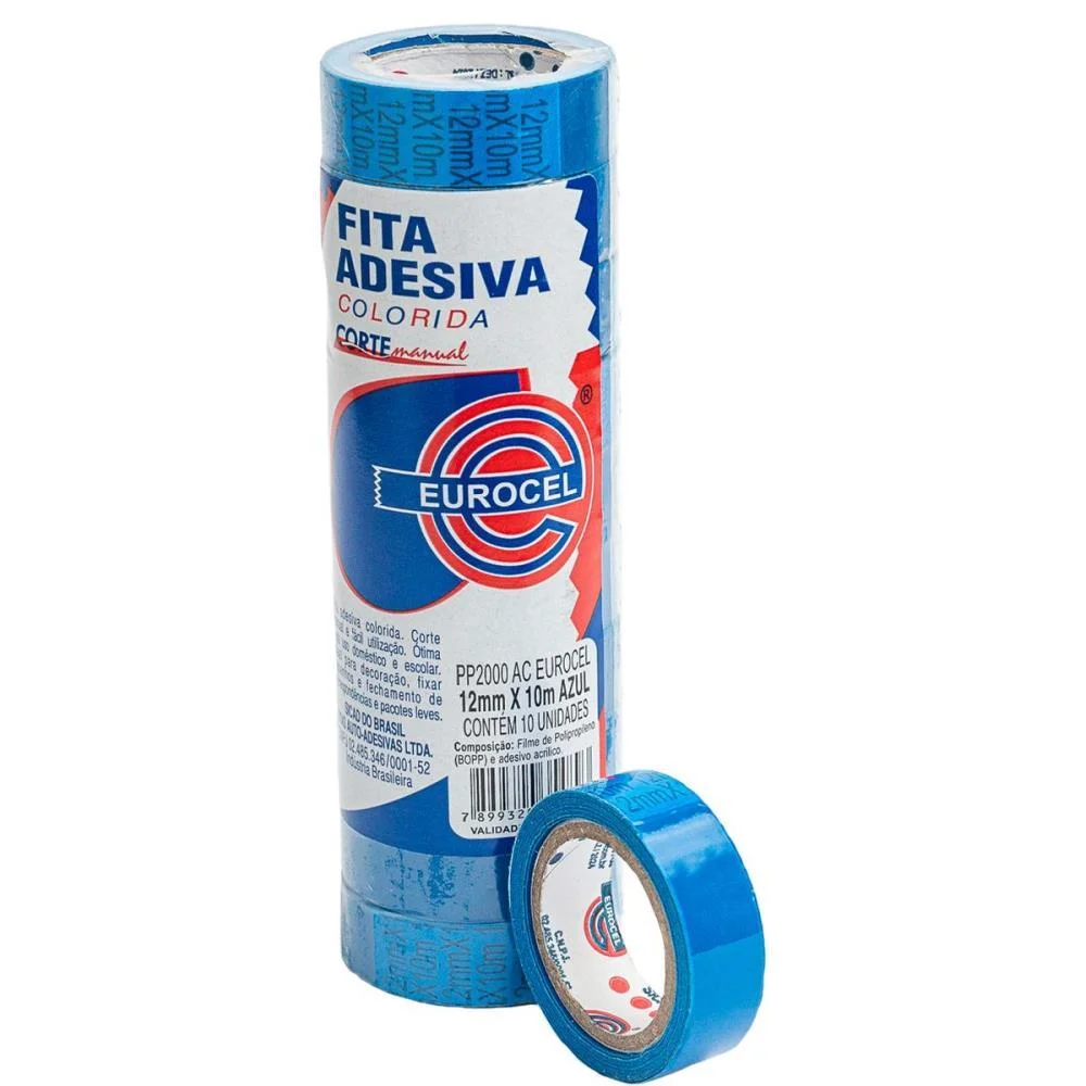 FITA ADESIVA PP 2000 12MMX10M AZUL EUROCEL (PCT.C/10) - imagem 5