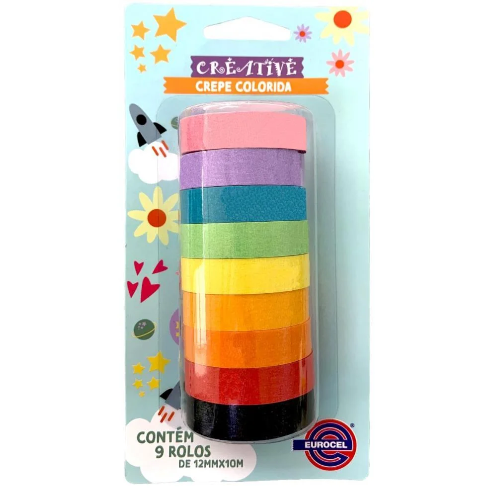 FITA ADESIVA DECORADA CREATIVE PAPEL COLORIDA 12X10 EUROCEL (BL.C/09) - imagem 5