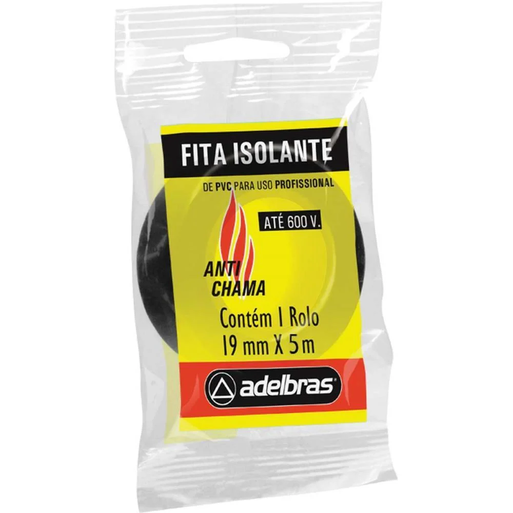 FITA ISOLANTE 19MMX5MTS ANTI CHAMA ADELBRAS (UNIDADE) - imagem 2