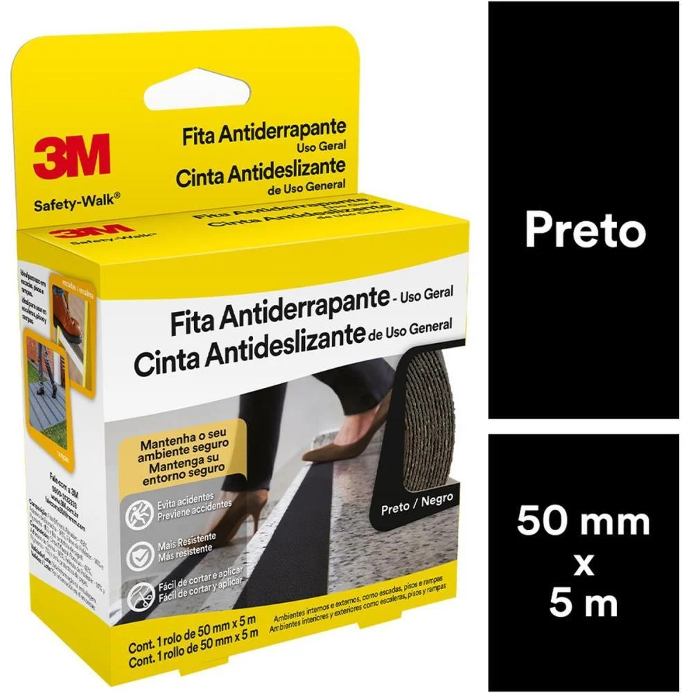 FITA PARA DEMARCACAO DE SOLO ANTIDERRAPANTE 50MMX5M PRETO 3M (UNIDADE) - imagem 4
