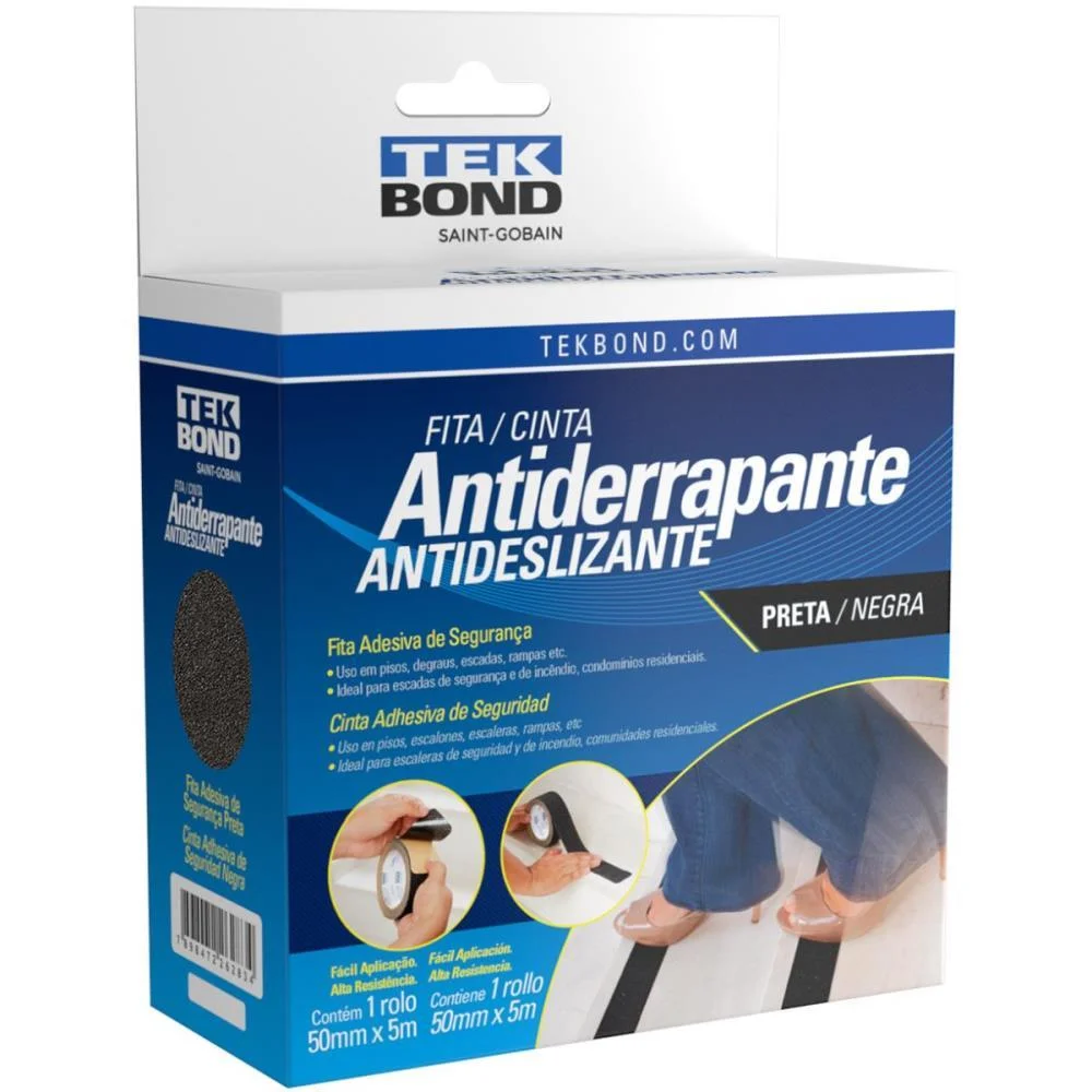 FITA PARA DEMARCACAO DE SOLO ANTIDERRAPANTE 50MMX5MTS PRETA TEKBOND (UNIDADE) - imagem 2