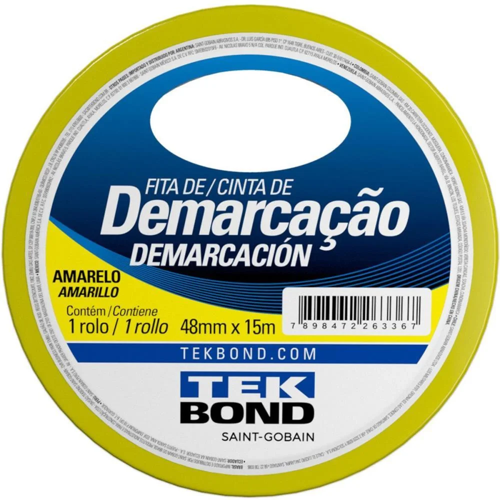 FITA PARA DEMARCACAO DE SOLO PVC AMARELA 48MMX15M TEKBOND (UNIDADE) - imagem 3
