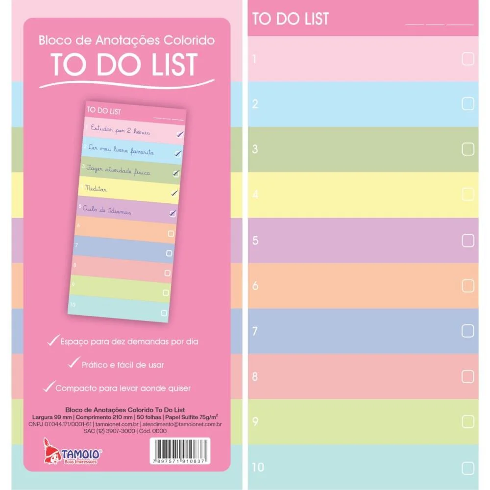 BLOCO DE ANOTACOES 99X210MM 50F LIST COLORIDO TAMOIO (PCT.C/10) - imagem 3