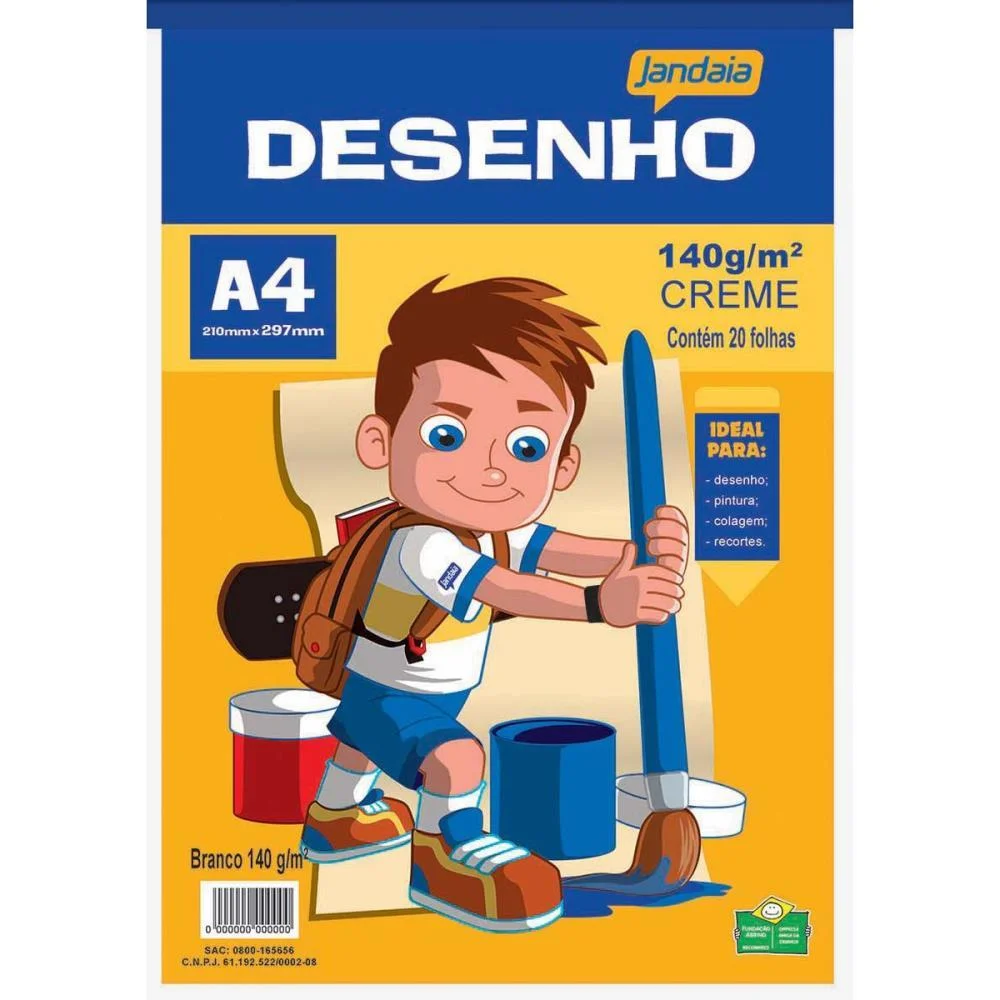 BLOCO TECNICO SEM MARGEM DESENHO A4 140 G 20 FLS CREME JANDAIA 10 Unidades - imagem 3