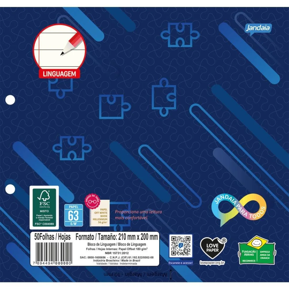 FOLHA 2 FUROS NEURO LINGUAG.FLEX UNIFLEX 50F JANDAIA 10 Unidades - imagem 2
