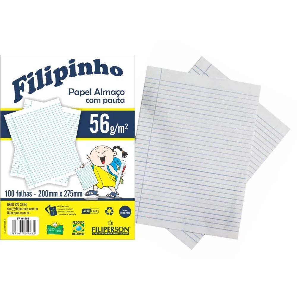 PAPEL Almaço PAUTA E MARGEM 200X275MM 56G FILIPERSON (PCT.C/100) - imagem 3