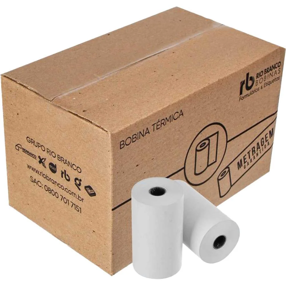 BOBINA Térmica 80MMX30M BRANCA 44G. RIO BRANCO BOBINAS 30 Unidades - imagem 3