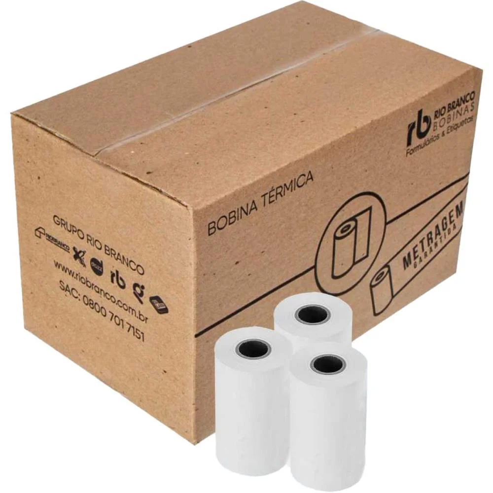 BOBINA Térmica 57MMX22M BRANCA 44G. RIO BRANCO BOBINAS 30 Unidades - imagem 2