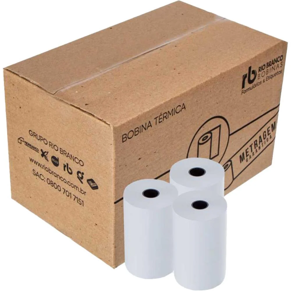 BOBINA Térmica 80MMX40M BRANCA 44G RIO BRANCO BOBINAS 30 Unidades - imagem 2