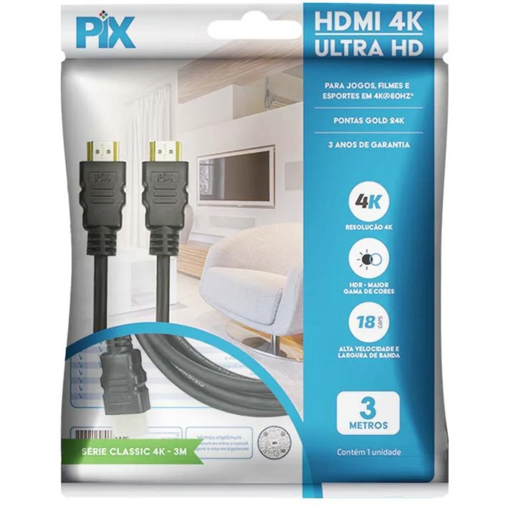 CABO HDMI HDMI X HDMI 2.0 4K 3MTS. SANTANA CENTRO (UNIDADE) - imagem 4