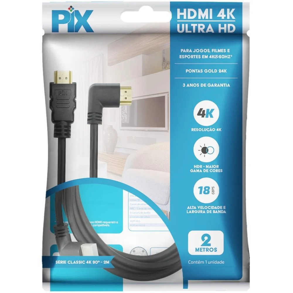 CABO HDMI HDMI X HDMI 90º 2.0 4K 2MTS. SANTANA CENTRO (UNIDADE) - imagem 5