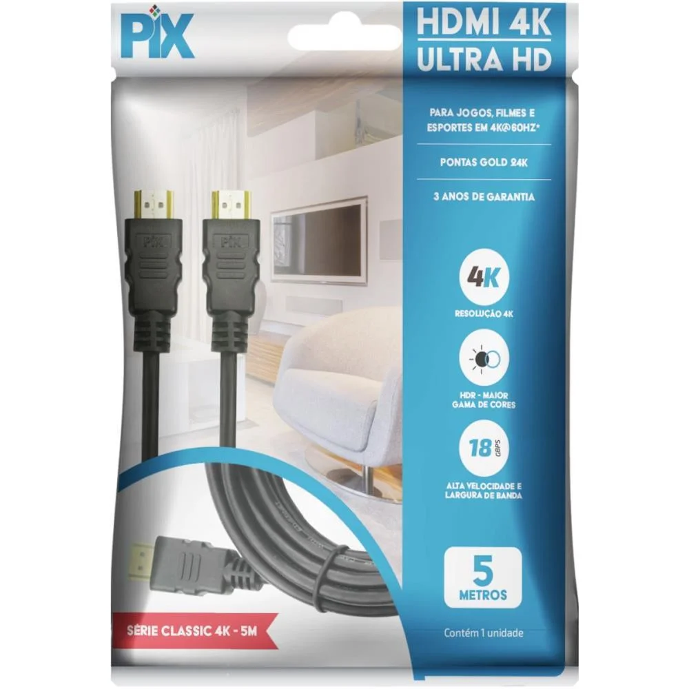 CABO HDMI GOLD 2.0 4K HDR 19P 5M. SANTANA CENTRO (UNIDADE) - imagem 5