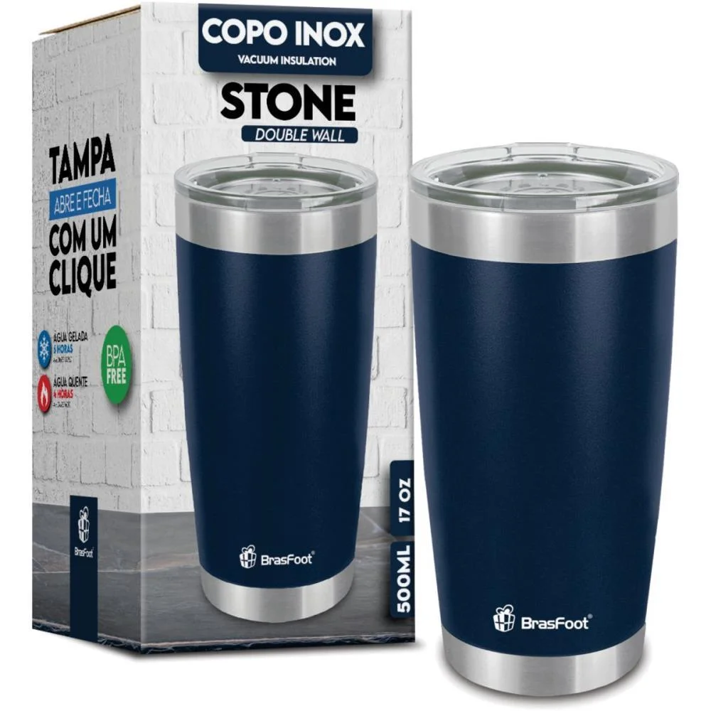 COPO TERMICO STONE AZUL ESC. 500ML C/TAMPA BRASFOOT (UNIDADE) - imagem 3