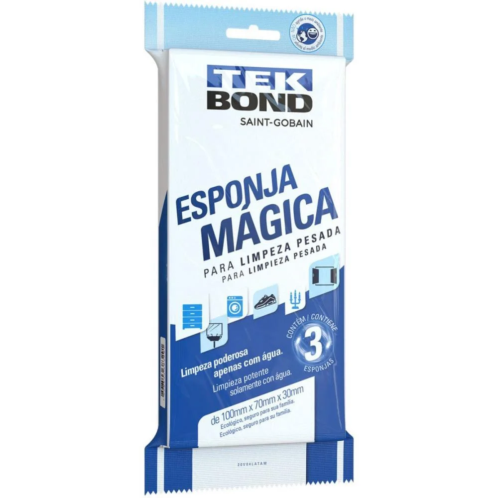 ESPONJA PARA LIMPEZA ESPONJA MAGICA LEVE 3 PAGUE 2 TEKBOND (BL.C/03) - imagem 3