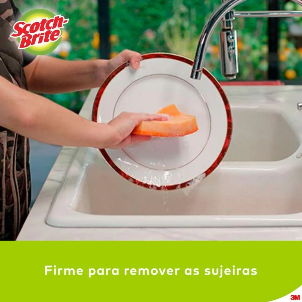 ESPONJA PARA LIMPEZA SCOTCH BRITE NAO RISCA-LARANJA 3M (BL.C/03) - imagem 6