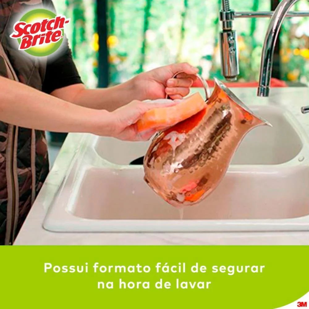 ESPONJA PARA LIMPEZA SCOTCH BRITE NAO RISCA-LARANJA 3M (BL.C/03) - imagem 7