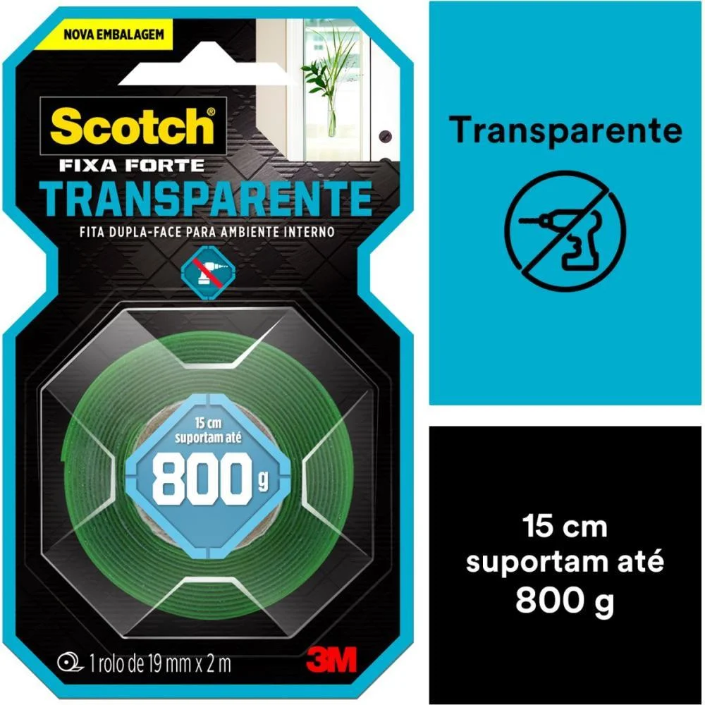 FITA FIXA FORTE SILICONE TRANSP/VERDE 19MMX2M 3M (UNIDADE) - imagem 8