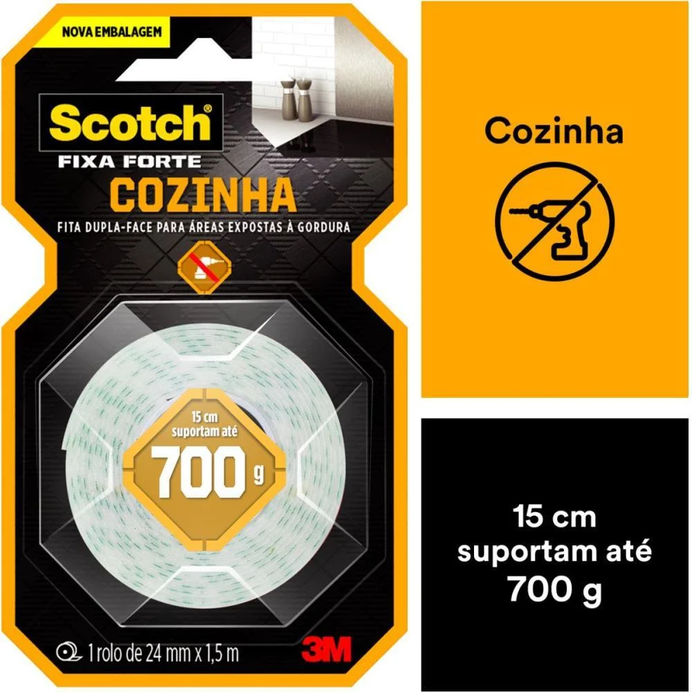 FITA FIXA FORTE COZINHA 24MMX1,5M 3M (UNIDADE) - imagem 9