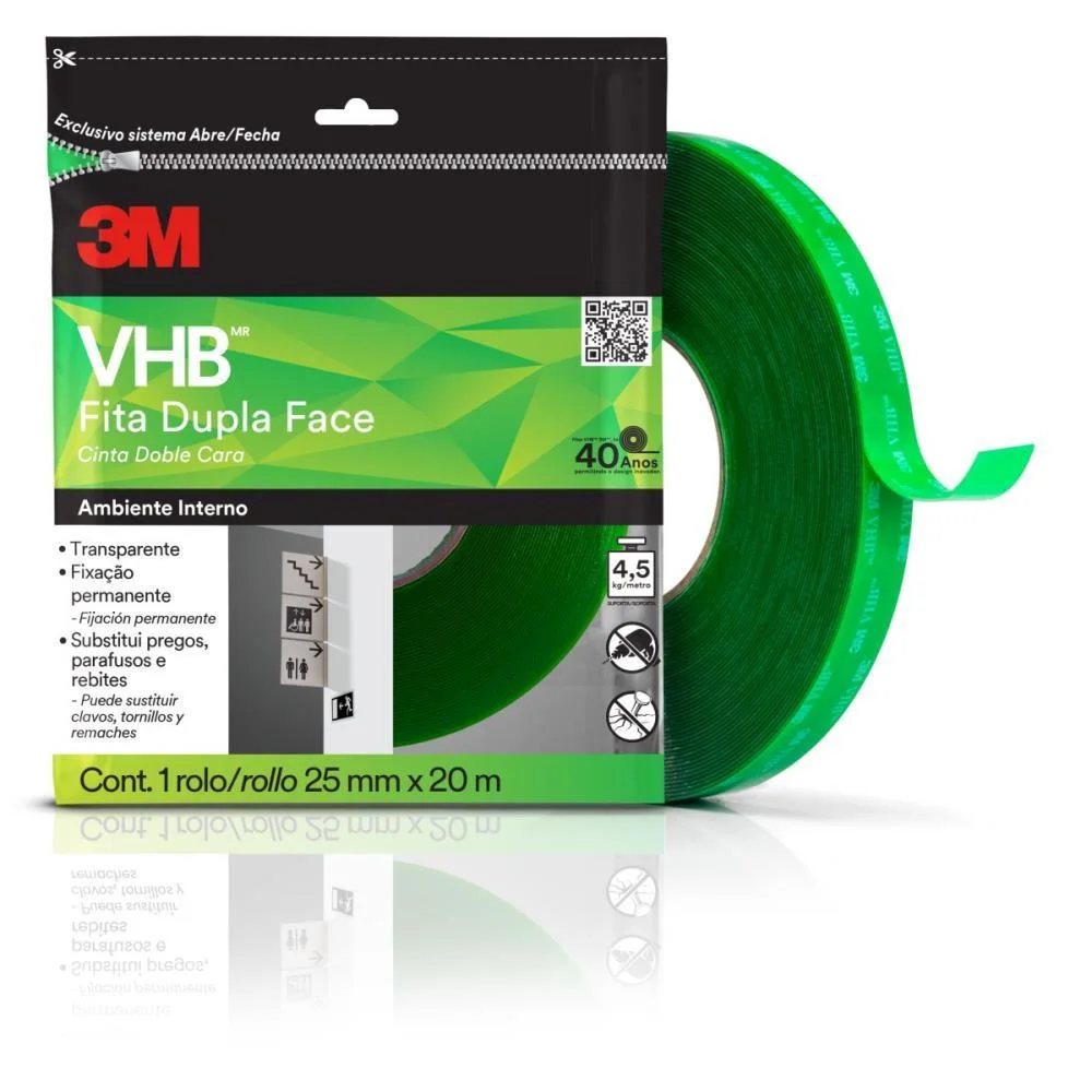 FITA FIXA FORTE VHB4910 TRANP/VERDE 25MMX20M 3M (UNIDADE) - imagem 2