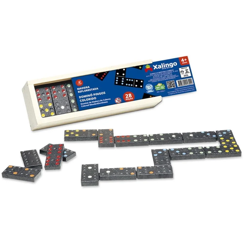 DOMINO PINGOS COLORIDOS EM MADEIRA XALINGO (UNIDADE) - imagem 3