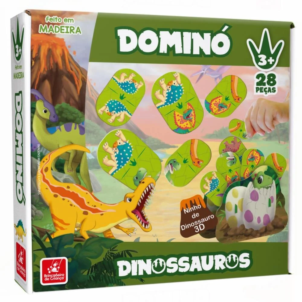 DOMINO DINOSSAURO EM MADEIRA 28PCS BRINC. DE CRIANCA (UNIDADE) - imagem 3