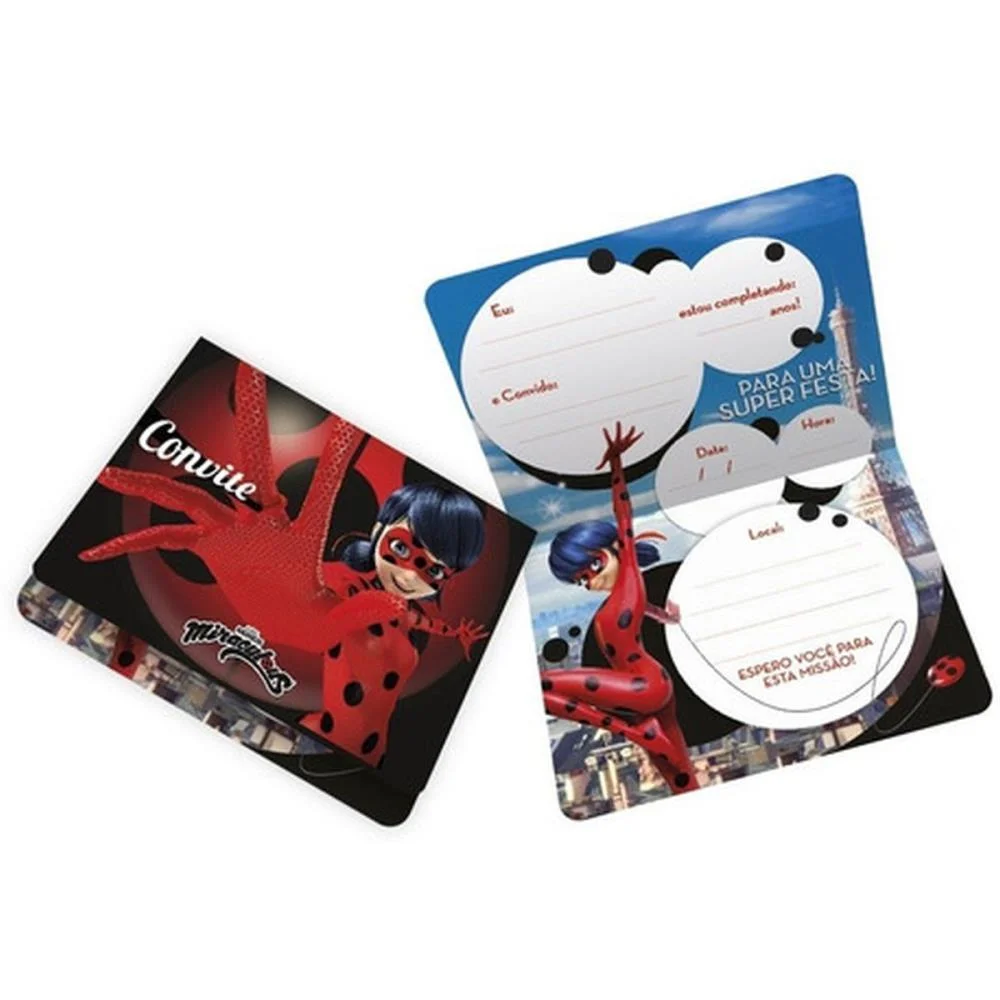 CONVITE DE ANIVERSARIO LADYBUG R.552 C/8UN REGINA FESTAS (PCT.C/12) - imagem 3