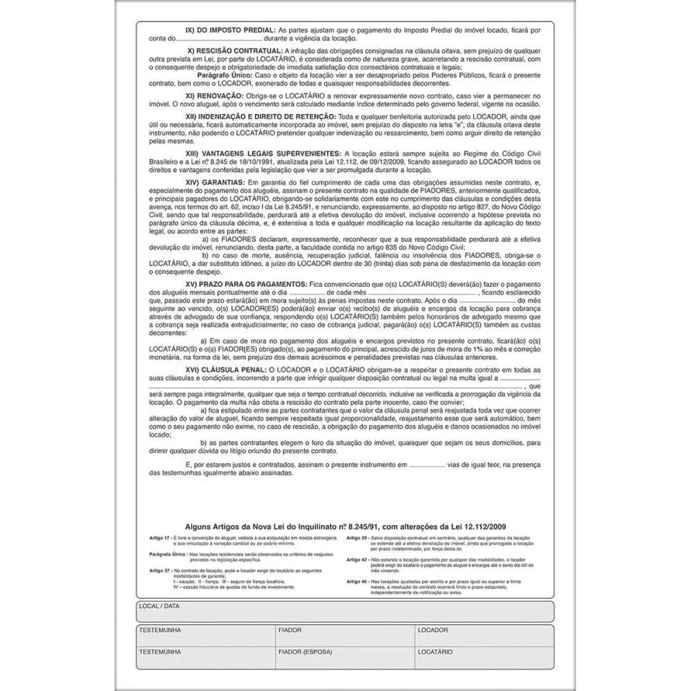 Talão Impresso CONTRATO DE LOCACAO 100FLS. TILIBRA (PCT.C/05) - imagem 3