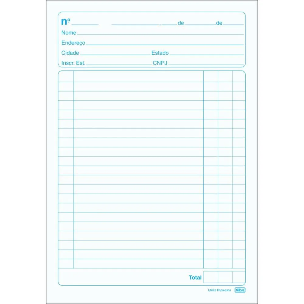 Talão Impresso NOTA NEUTRA 1/18 50FLS. 1 VIA TILIBRA 20 Unidades - imagem 2