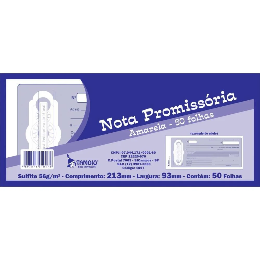 Talão Impresso NOTA PROMISSORIA 50FLS. TAMOIO 20 Unidades - imagem 4