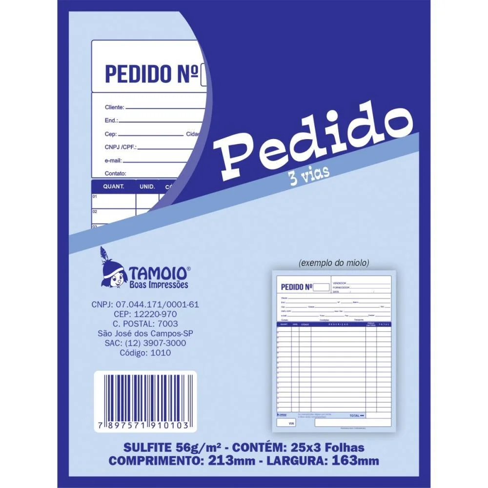 Talão Impresso DE PEDIDO 1/18 1 VIA 50 FOLHAS TAMOIO 20 Unidades - imagem 4