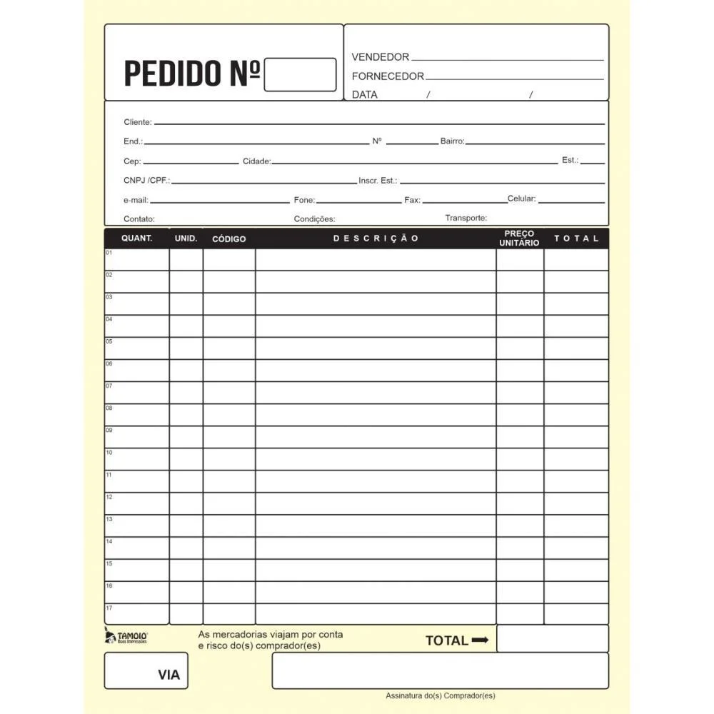 Talão Impresso DE PEDIDO 1/18 1 VIA 50 FOLHAS TAMOIO 20 Unidades - imagem 5