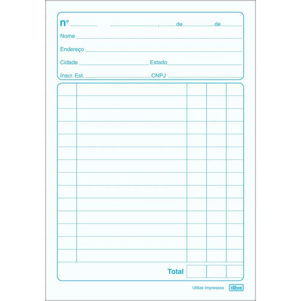 Talão Impresso NOTA NEUTRA 1/32 50FLS. 1 VIA TILIBRA 20 Unidades - imagem 2
