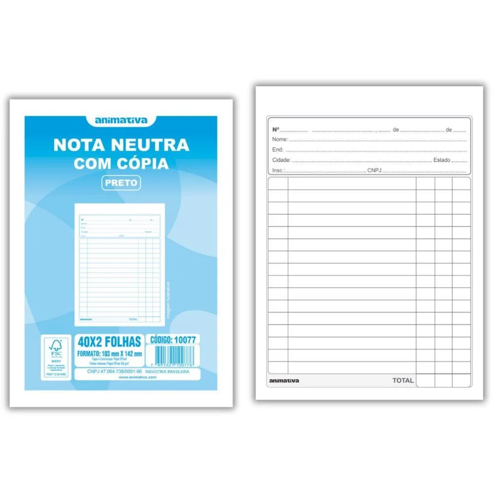 Talão Impresso NOTA NEUTRA 1/36 40X2 104X143 ANIMATIVA 20 Unidades - imagem 2