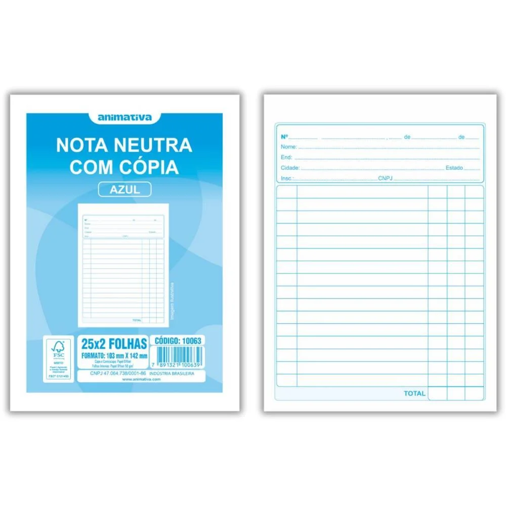 Talão Impresso NOTA NEUTRA 1/36 25X2 104X146 ANIMATIVA 20 Unidades - imagem 2