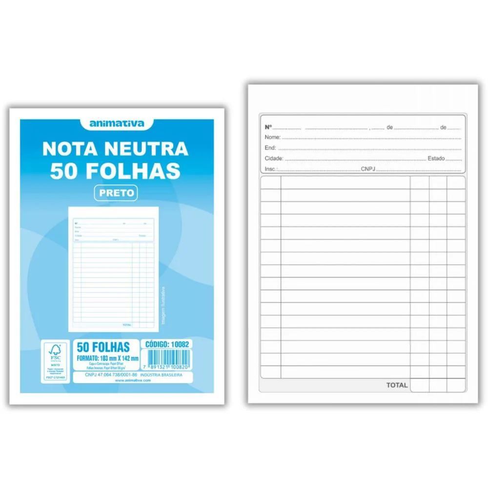 Talão Impresso NOTA NEUTRA 1/36 50F. 104X146 ANIMATIVA 20 Unidades - imagem 2