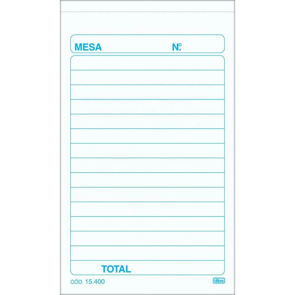 Talão Impresso DE PEDIDO MESA 2 VIAS 50 FOLHAS CARBONO TILIBRA 20 Unidades - imagem 3