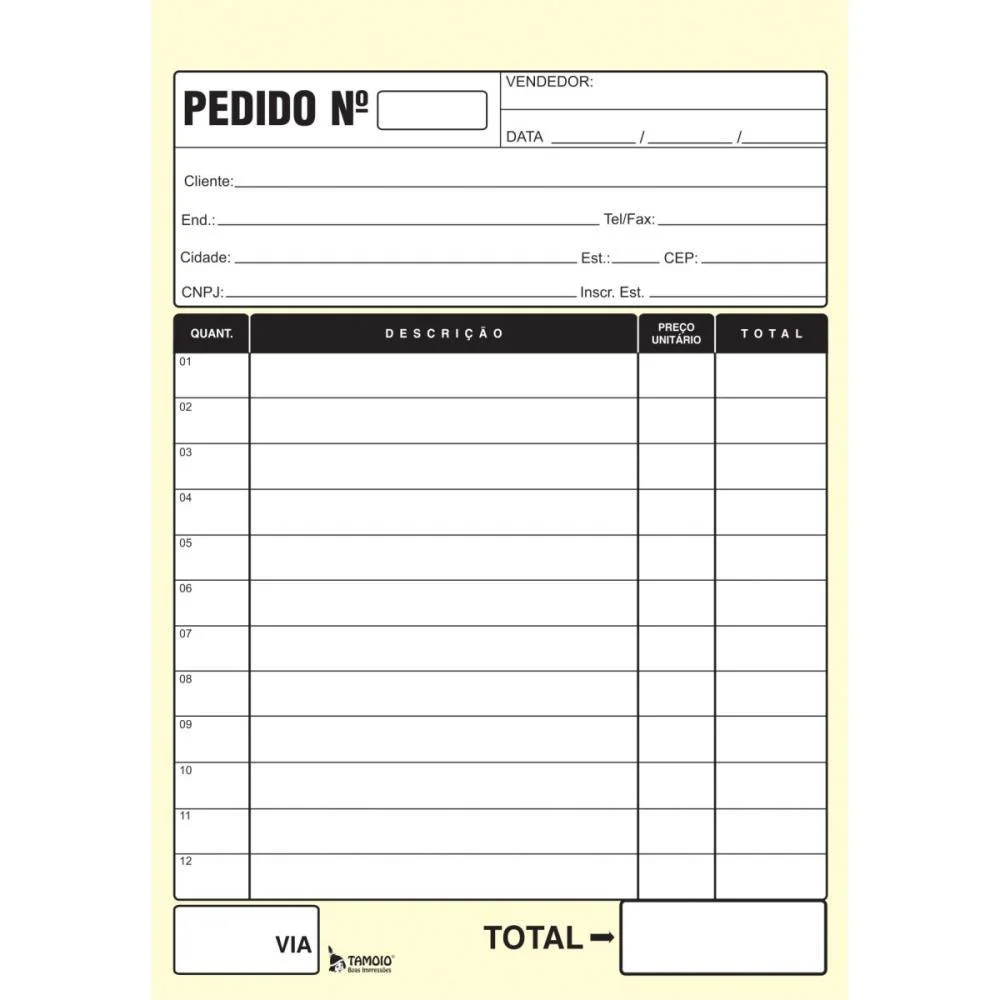 Talão Impresso DE PEDIDO 1/36 1 VIA 50 FOLHAS TAMOIO 20 Unidades - imagem 5
