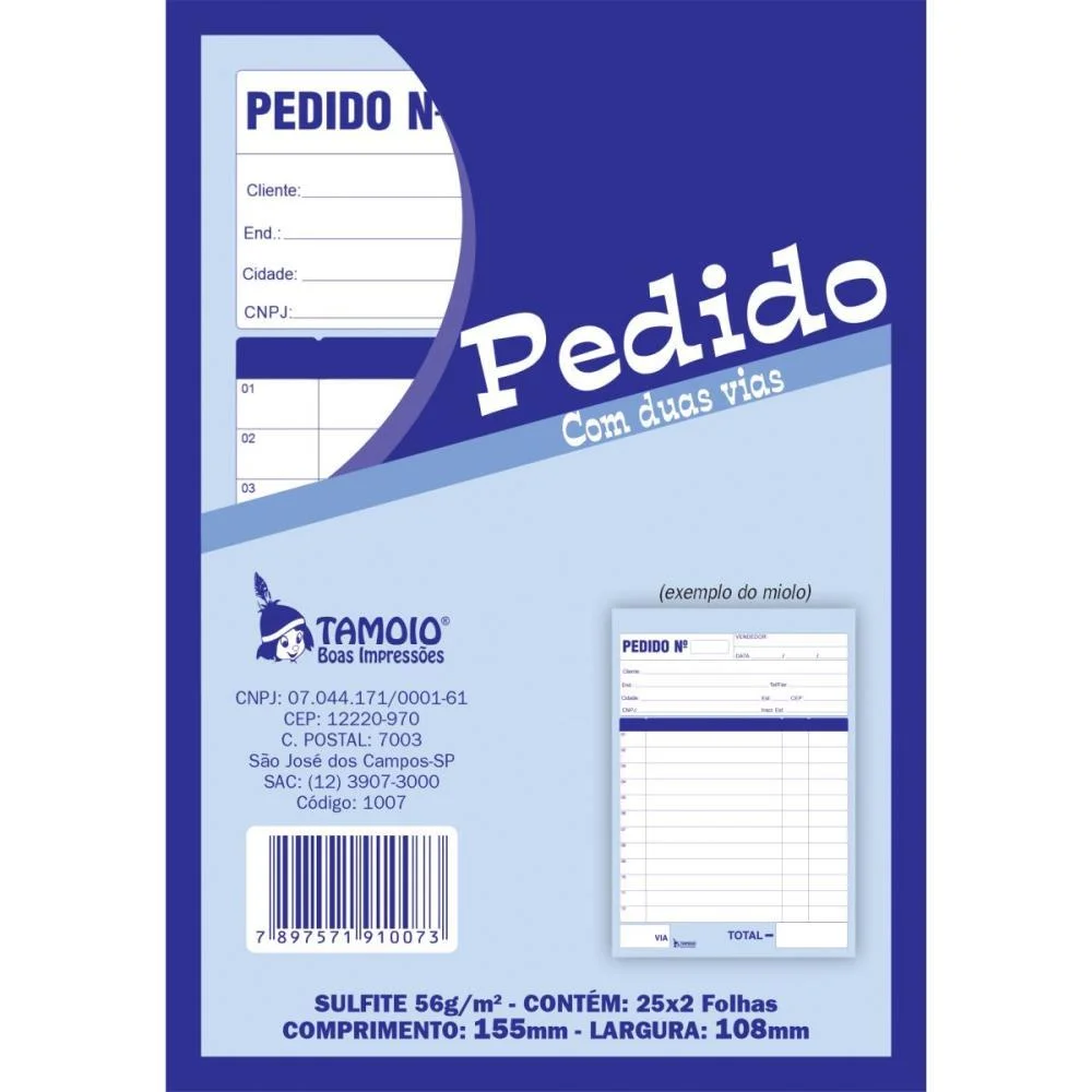 Talão Impresso DE PEDIDO 1/36 2 VIAS 25 FOLHAS TAMOIO 20 Unidades - imagem 4