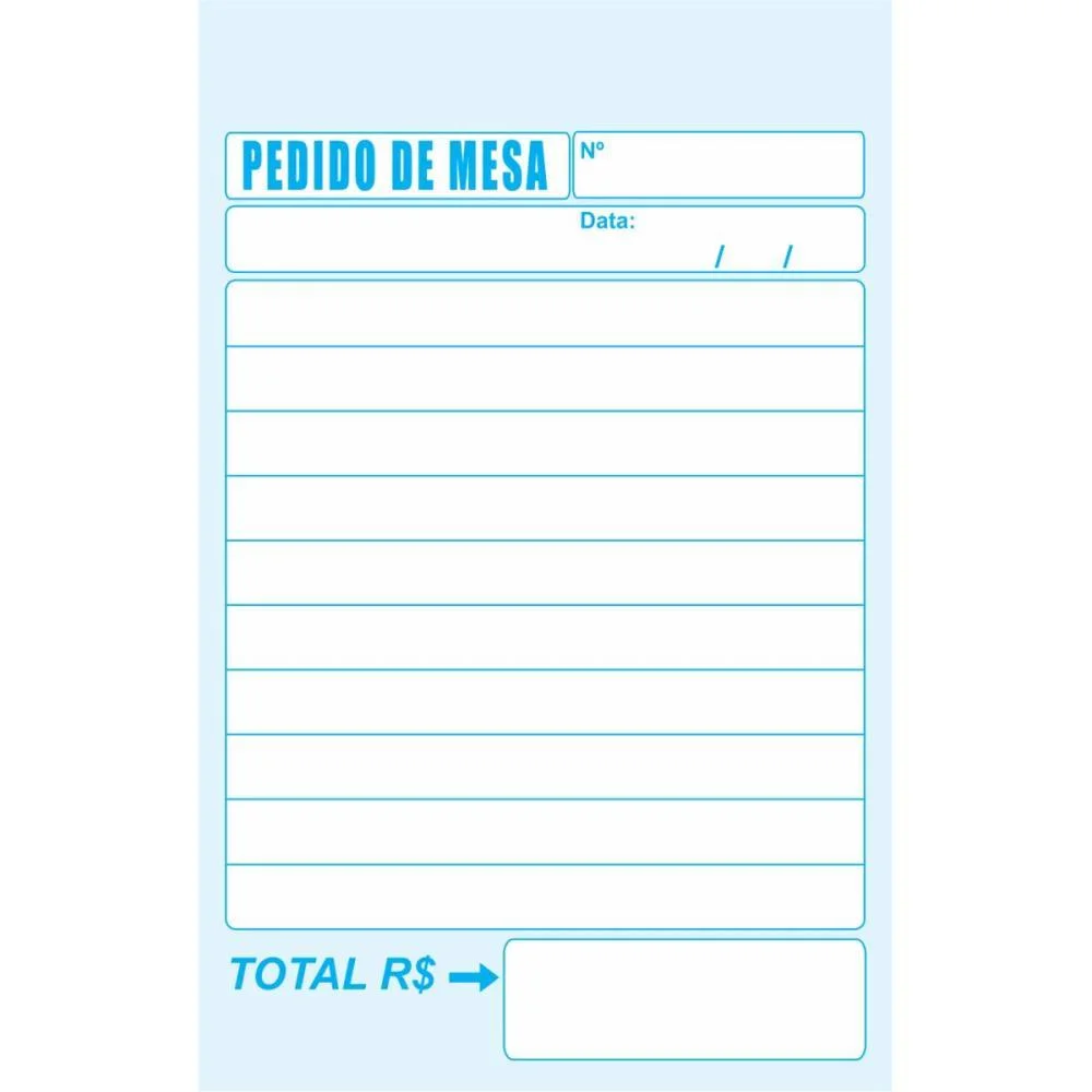 Talão Impresso DE PEDIDO MESA 2 VIAS 50 FOLHAS CARBONO TAMOIO 20 Unidades - imagem 5