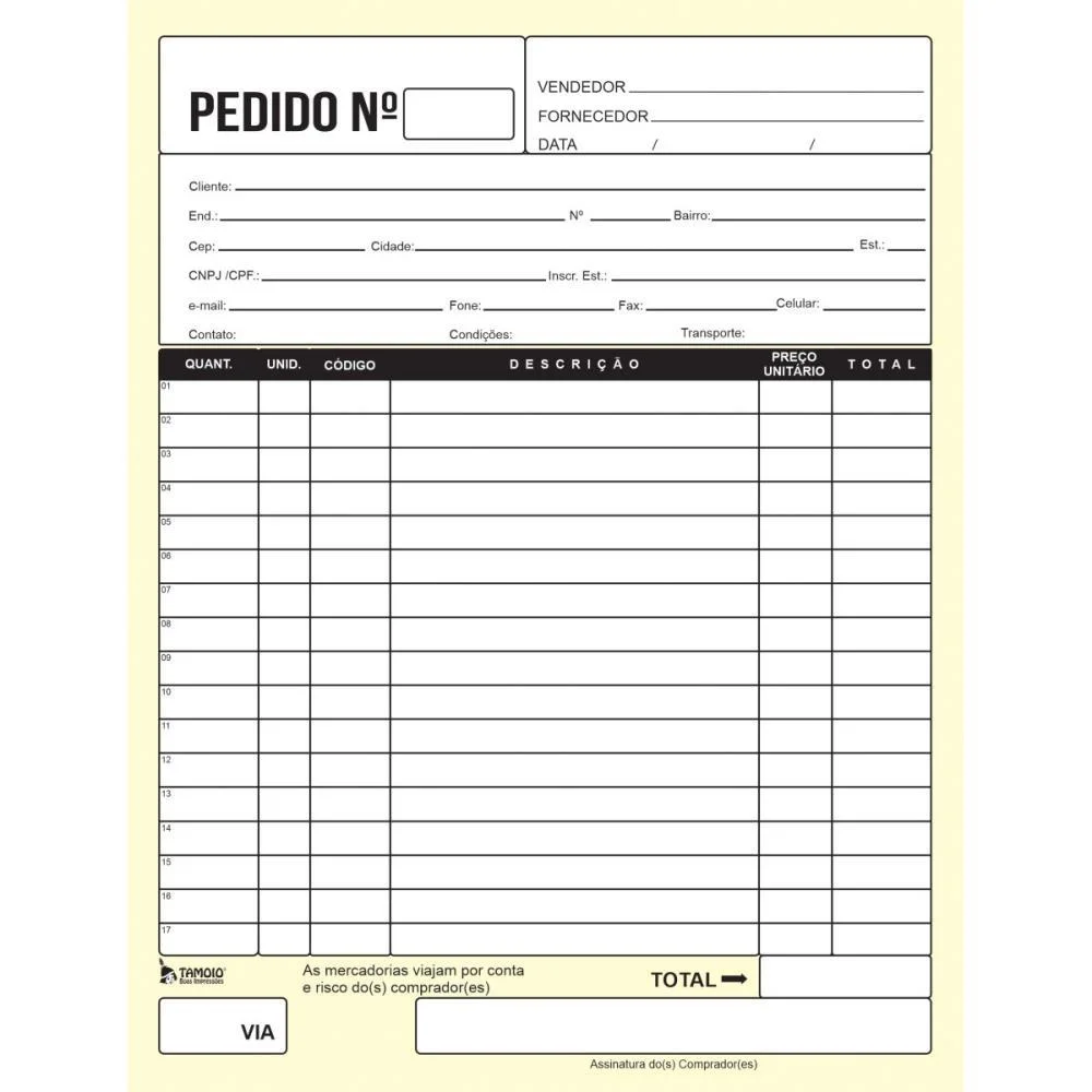 Talão Impresso DE PEDIDO 1/18 2 VIAS 25 FOLHAS TAMOIO 20 Unidades - imagem 5