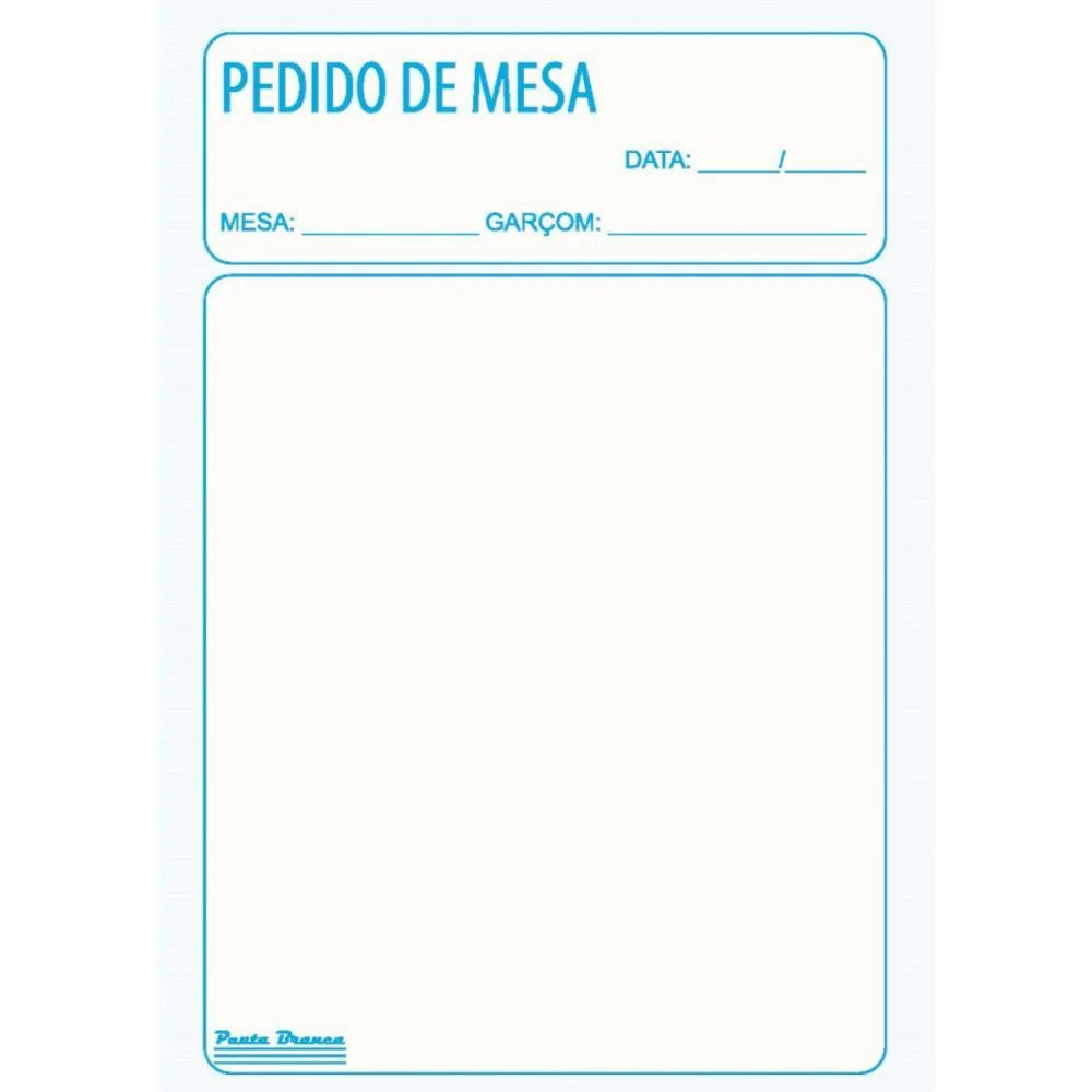 Talão Impresso DE PEDIDO MESA 50FLS 80X117MM PAUTA BRANCA 20 Unidades - imagem 4
